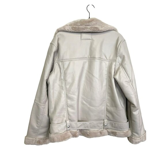 Blank NYC $188 Faux Fur Lined Beige Faux Leather Moto Jacket Sz Large NWT - Picture 7 of 9